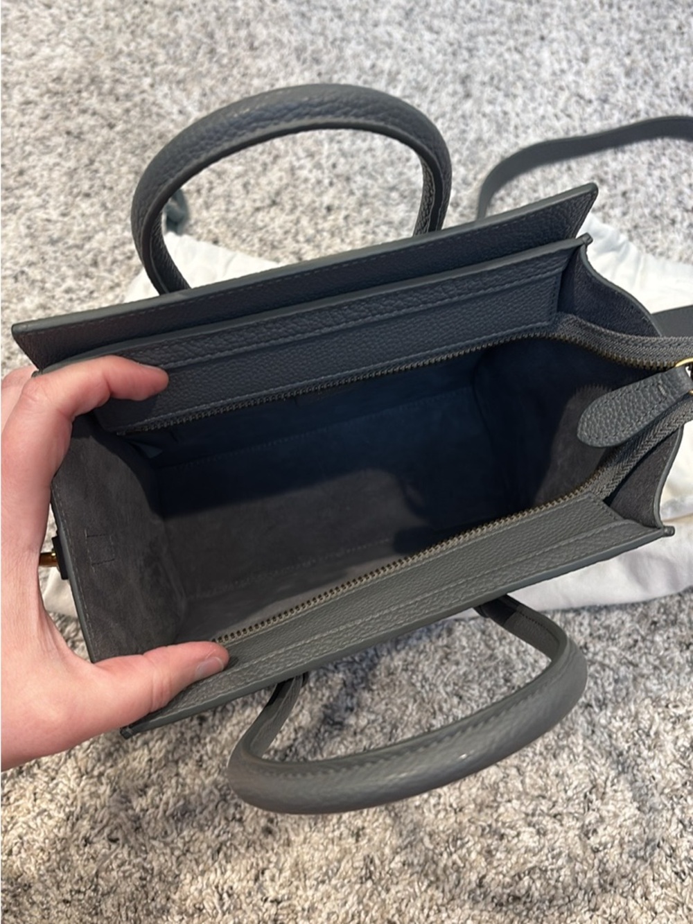 Celine Nano luggage bag purse Kohl gray crossbody mini small - Picture 3 of 11
